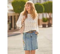 Joe Browns Women's Floral Embroidered Stretch Denim Mini Skirt, Blue, UK 6