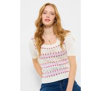 Joe Browns Floral Stripe Square Neck Short Sleeve Jumper In Cream Cream 8