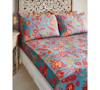 Joe Browns Home Contrast Floral Border Print 200TC Fitted Sheet, Yellow, Superking