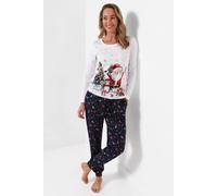 Joe Browns Jolly Santa Jersey Pyjama Set In Blue Blue