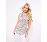 Joe Browns Lace Zip Neck Floral Sleeveless Top In Green Green 10