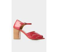 Joe Browns Leather Open Toe Wooden Heel Shoes In Light Red Light Red