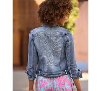 Joe Browns Limited Edition Metallic Embroidered Tree Of Life Stretch Denim Jacket In Blue Blue