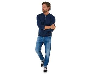 Joe Browns Male Crew Neck Henley Top, Regular, Blue, UK XXL