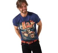 Joe Browns Male Crew Neck Short Sleeve Biker Style Tee, Regular, Blue, UK S
