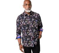 Joe Browns Male Floral Bird Print Long Sleeve Shirt, Regular, Black, UK M
