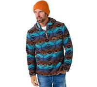 Joe Browns Male Full Zip Aztec Print Fleece Hoodie, Regular, Blue, UK S