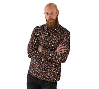 Joe Browns Male Mushroom Print Long Sleeve Shirt, Regular, Black, UK S
