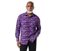 Joe Browns Male Saxophone Print Long Sleeve Shirt, Regular, Purple, UK S