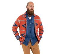 Joe Browns Mens Aztec Knitted Shawl Neck Cardigan Sweater, Flame, XL UK