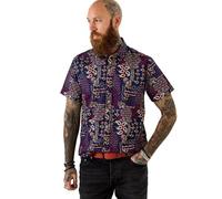 Joe Browns Men's Bandana Patchwork Print Short Sleeve Shirt, Regular, Blue, UK XXL