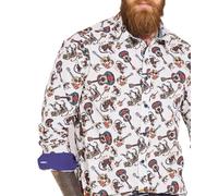 Joe Browns Men's Big Cat and Guitar Print Shirt, White, M