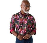 Joe Browns Mens Contrast Trim Floral Printed Shirt Regular Black UK S