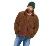 Joe Browns Men's Cord Quilted Funnel Neck Puffer Coat, Regular Fit, Dark Tan, XL