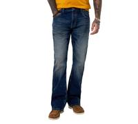 Joe Browns Men's Dark Wash Button Fly Bootcut Jeans, Regular, Blue, UK 34L