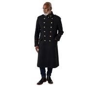Joe Browns Men's Double-Breasted Longline Military Coat, Black, M
