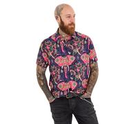 Joe Browns Men's Elephant Print Statement Short Sleeve Shirt Button, Navy/Pink, S