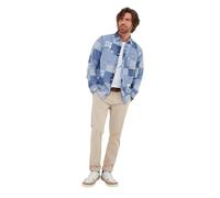 Joe Browns Men's Fashion Casual Washed Denim Look Patchwork Long Sleeve Shirt, Blue, Regular Fit, L