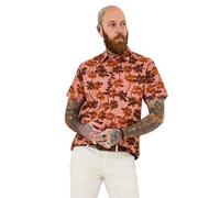 Joe Browns Men's Fashion Palm Tree Print Short Sleeve Shirt, Regular Fit, Pink, S