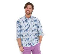 Joe Browns Men's Fashion Sketchy Guitar Print Long Sleeve Shirt, Regular Fit, Blue, L