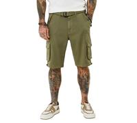 Joe Browns Men's Knee Length Belted Cargo Shorts, Regular, Green, UK 34