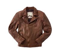 Joe Browns Men's Quilted Detail Real Leather Tan Biker Jacket, Brown, XX-Large