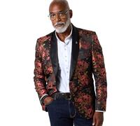 Joe Browns Mens Shawl Collar Statement Floral Print Blazer Regular Berry UK 48