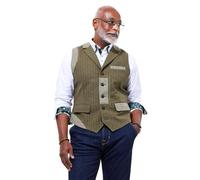 Joe Browns Men's Striped Waistcoat, Olive, 40