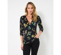 Joe Browns Women's Mushroom Print Wrap Front Jersey Top Blouse, Black, 16
