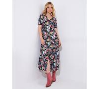 Joe Browns Petite Floral Lace Trim V-Neck Maxi Dress In Black Black 8