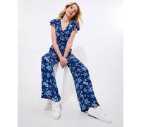 Joe Browns Petite Pull-On Floral Print V-Neck Jumpsuit In Blue Blue 16