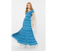 Joe Browns Petite Shirred Bodice Crinkle Maxi Dress In Blue Blue