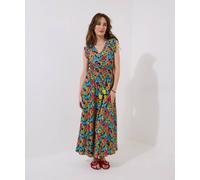 Joe Browns Petite Tropical Print V-Neck Tassel Sleeveless Maxi Dress In Black Black 10