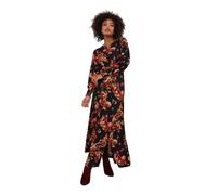 Joe Browns Petite Women's Fashion Floral Tie Back Split Hem Jersey Maxi Dress, Regular Fit, Orange, UK 10 Petite
