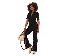 Joe Browns Petite Women's Zip Front Sustainable Stretch Denim Straight Leg Jumpsuit, Black, 12