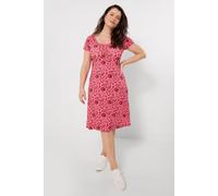 Joe Browns Printed Jersey Dress With Sweetheart Neckline And Ruched Front In Pink Pink