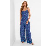 Joe Browns Printed Wide Leg Jumpsuit With Adjustable Cami Straps In Blue Blue
