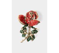 Joe Browns Red Rose Brooch In Gold Gold