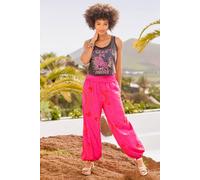 Joe Browns Relaxed-Fit Beach Trousers With Mandala Print And Ruched Sides In Pink Pink