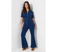 Joe Browns Retro-Inspired Zip Front Bootcut Denim Jumpsuit In Blue Blue