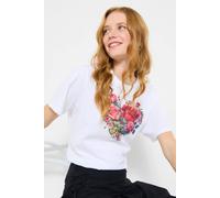 Joe Browns Rose Floral Heart Print Graphic Tee In White White