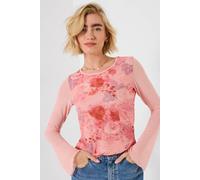 Joe Browns Rose Print Long Sleeve Mesh Top In Pink Pink