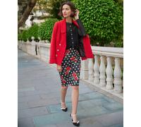 Joe Browns Women's Rose Print Monochrome Polka Dot Pencil Skirt, Black, UK 10