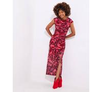 Joe Browns Rouched Bold Floral Print Mesh Cowl Neck Midi Dress In Pink Pink 16