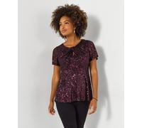 Joe Browns Women's Round Neck Sparkle Sequined Top, Regular, Purple, UK 8