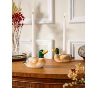 Joe Browns Set Of 2 Ceramic Mallard Duck Candle Holders Brown One Size