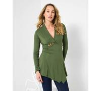 Joe Browns Women's Slim Fit Asymmetric Hem Long Sleeve Tunic Top Shirt, Dark Khaki, 10