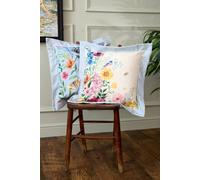 Joe Browns Spring Meadows Floral Reversible Cushion With Oxford Edge In Blue Blue