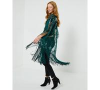 Joe Browns Tassel Edged Sequin Detail Kimono In Dark Green Dark Green One Size