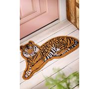 Joe Browns Tiger Shaped Slogan Coir Doormat In Orange Orange